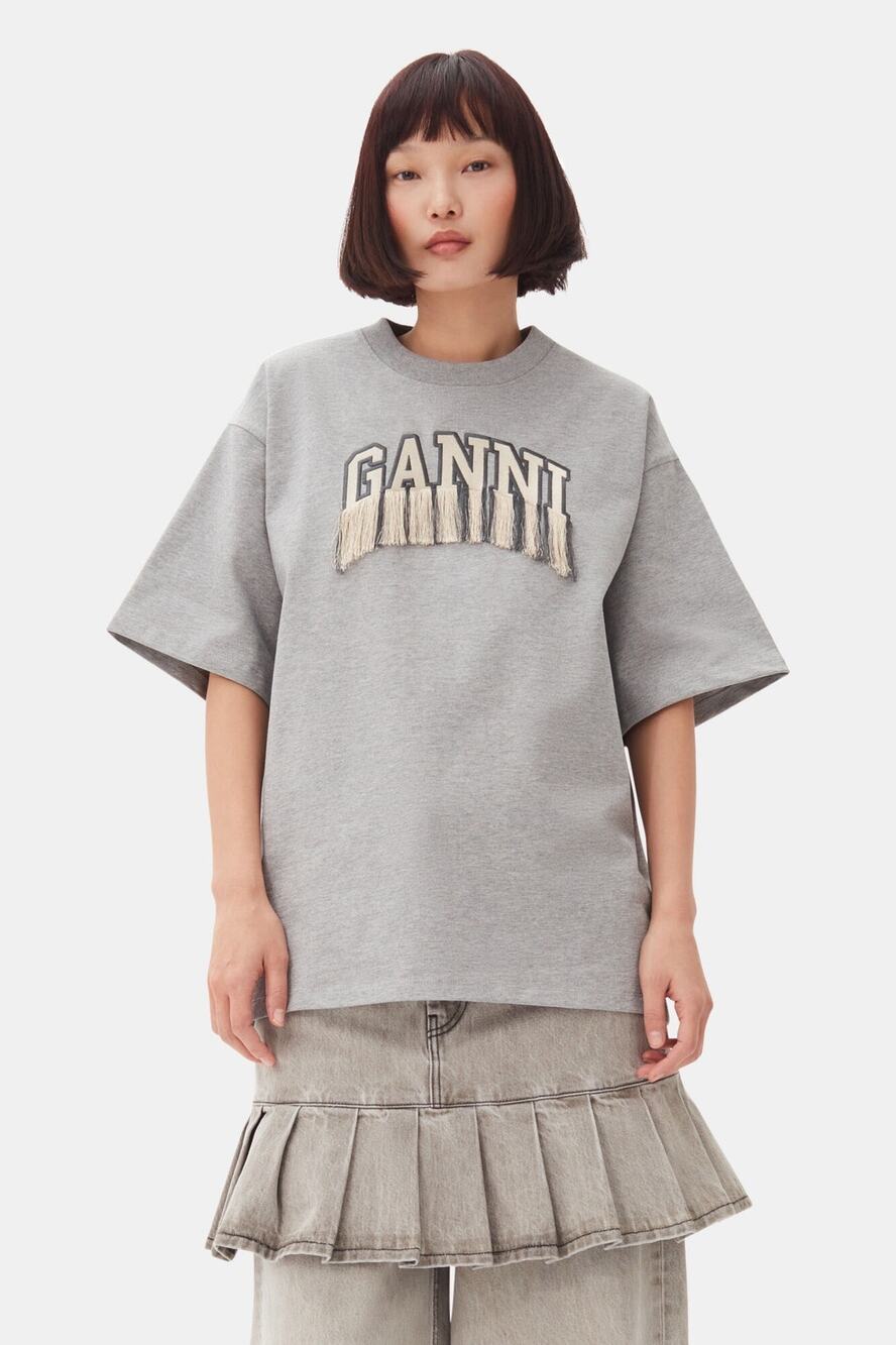 Ganni Heavy Cotton T-shirt Paloma Melange Oversized Size XL NWT✨